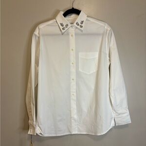 UNTUCKit White Dress Shirt with Embroidered Collar